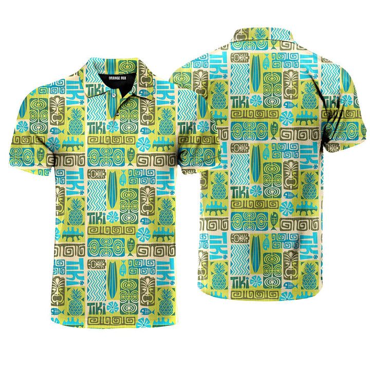 Exotic Tiki Pattern Polo Shirt For Men