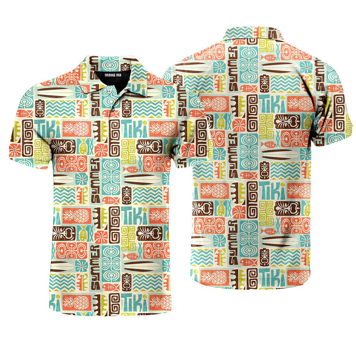 Exotic Tiki Pattern Polo Shirt For Men