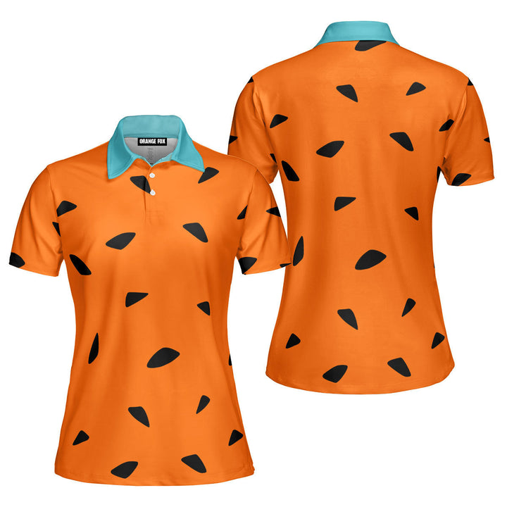 Orange The Flintstones Keyword Polo Shirt For Women