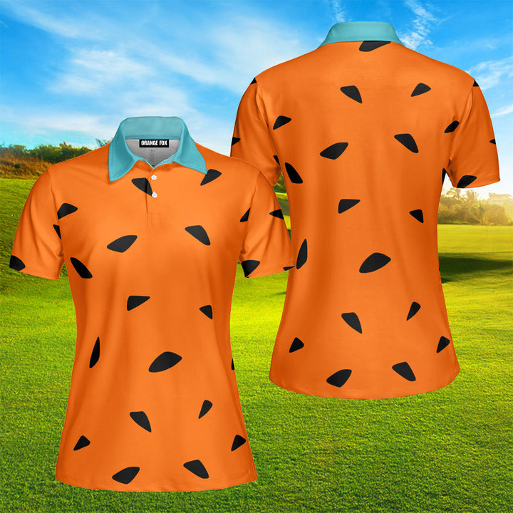 Orange The Flintstones Keyword Polo Shirt For Women