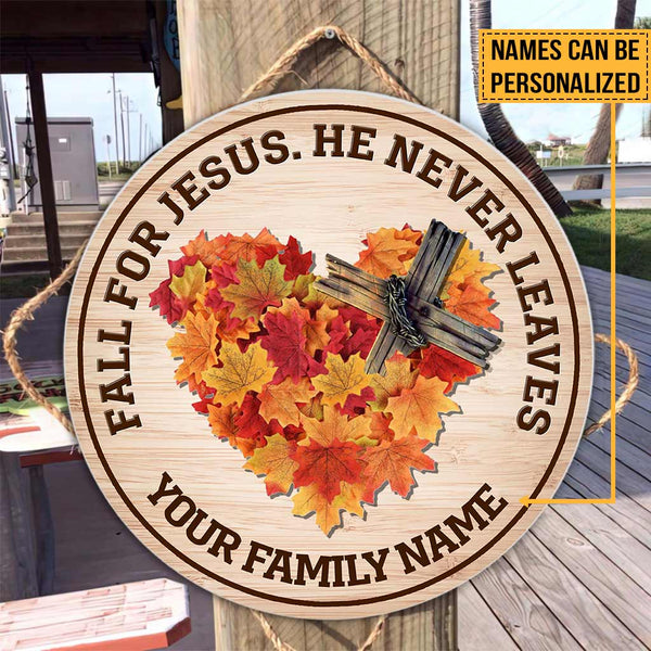 Fall For Jesus Custom Round Wood Sign | Home Decoration | Waterproof | WN1220-Colorful-Gerbera Prints.