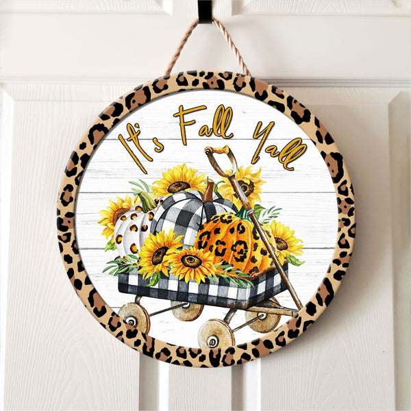 Fall Leopard Print Nice Gift Round Wood Sign | Home Decoration | Waterproof | WS1283-Gerbera Prints.