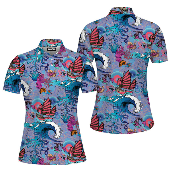 Fantastic Fishes Sea Polo Shirt For Women