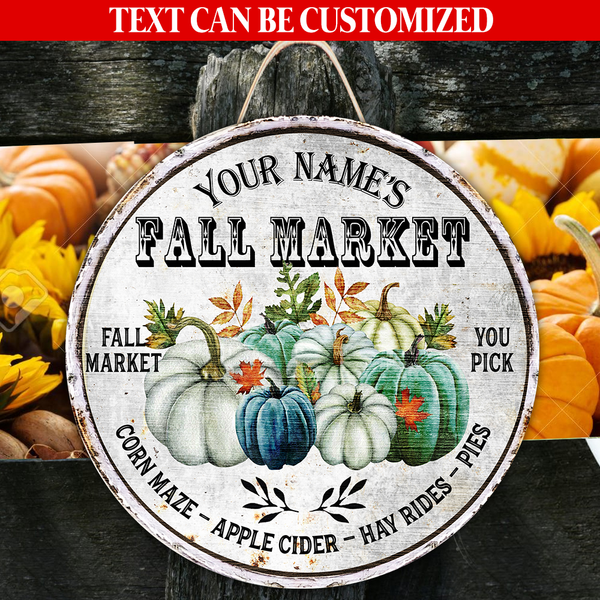 Farm Fresh You Pick Fall Market Custom Round Wood Sign | Home Decoration | Waterproof | WN1216-Colorful-Gerbera Prints.
