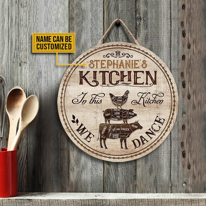 Farmhouse Kitchen Custom Round Wood Sign | Home Decoration | Waterproof | WN1444-Gerbera Prints.