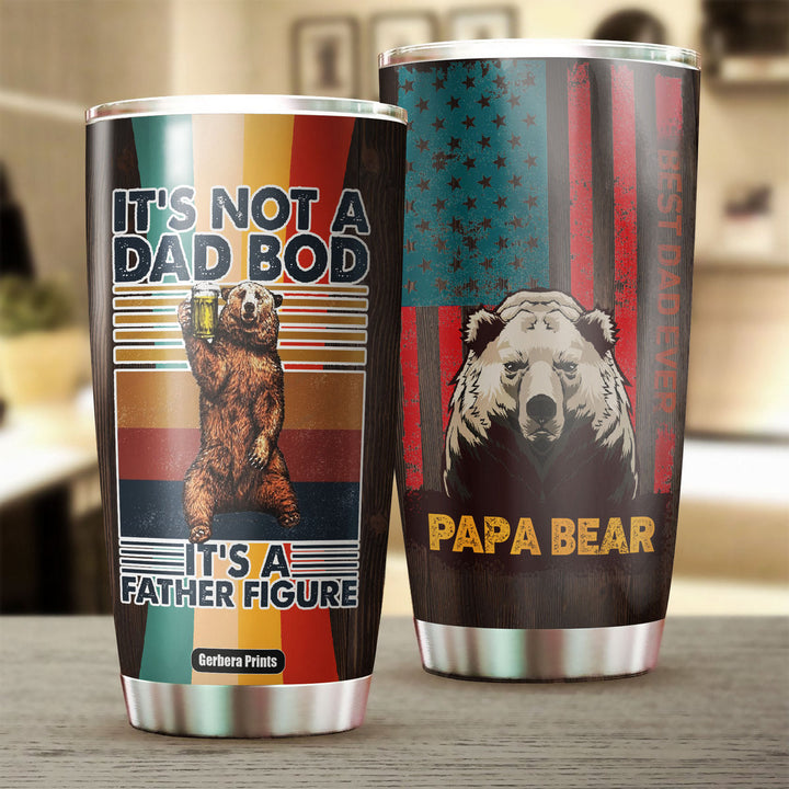 Father Figure Papa Bear Father's Day Stainless Steel Tumbler Cup Travel Mug TC5906-Gerbera Prints.