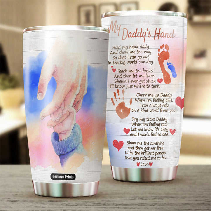 Father's Day Daddy Hand Painting Stainless Steel Tumbler Cup Travel Mug TC5910-Gerbera Prints.