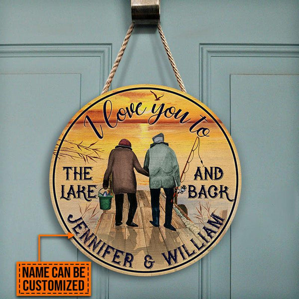 Fishing Old Couple I Love You Custom Round Wood Sign | Home Decoration | Waterproof | WN1532-Colorful-Gerbera Prints.