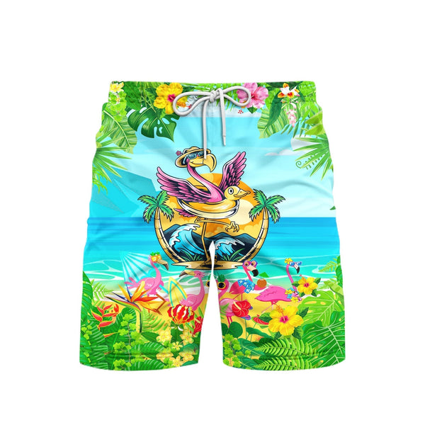 Flamingo Let's Get Flocked Up On The Beach Beach Shorts For Men