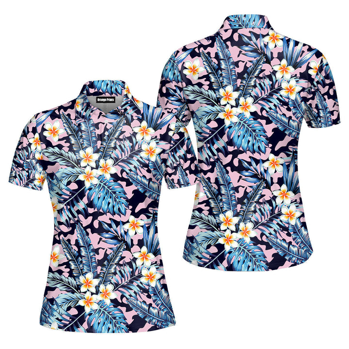 Flowers Tropical Polo Shirt For Women