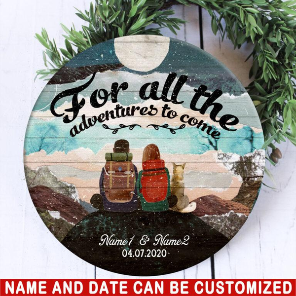 For All The Adventures Custom Round Wood Sign | Home Decoration | Waterproof | WN1330-Colorful-Gerbera Prints.