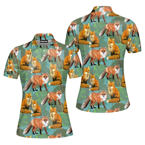 Fox Autumn Leaves Polo Shirt For Women