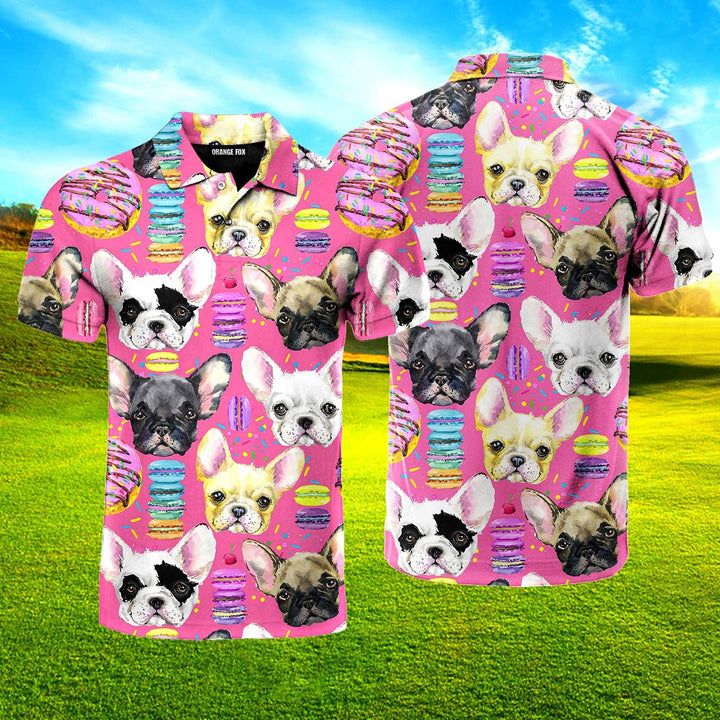 French Bulldog Sweet Dessert Pattern Polo Shirt For Men