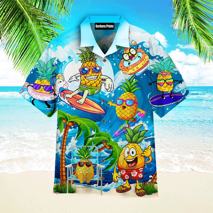 Fruit Pineapple Love Summer Beach Tropical Aloha Hawaiian Shirts For Men And For Women WT4117 Gerbera prints