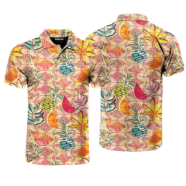 Fruits And Leaves Tropical Pattern Polo Shirt For Men