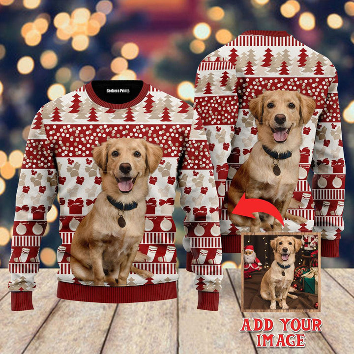 Funny Christmas Dog Sitting On Bright Custom Christmas Sweaters | For Men & Women | UP1035-Gerbera Prints.