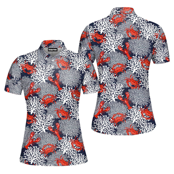 Funny Crabs And Lobsters Summer Polo Shirt For Women