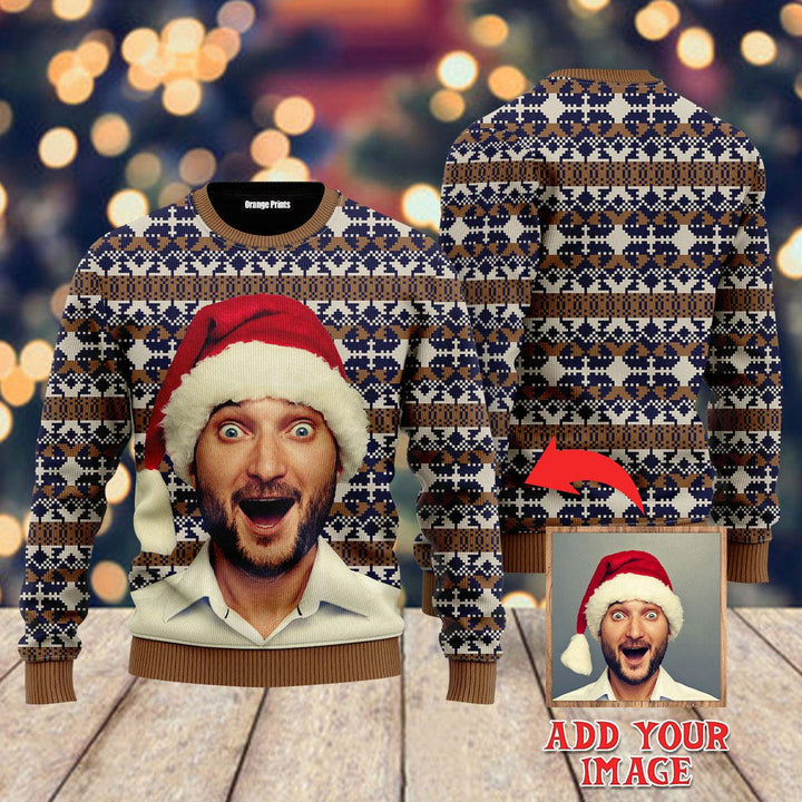 Funny Custom Photo Xmas Knit Style Custom Christmas Sweaters | For Men & Women | UP1004-Gerbera Prints.