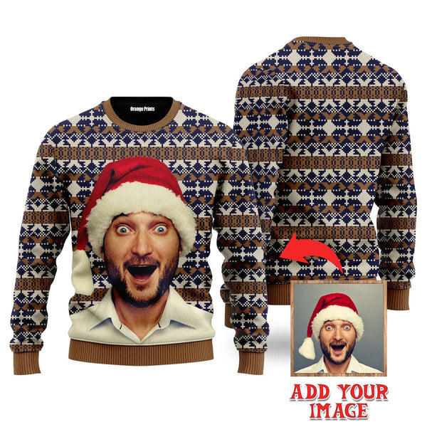 Funny Custom Photo Xmas Knit Style Custom Christmas Sweaters | For Men & Women | UP1004-Colorful-Gerbera Prints.