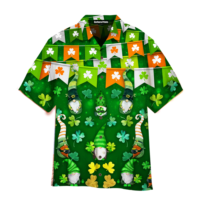 Funny Gnome Happy Saint Patrick Day Green Shamrock Aloha Hawaiian Shirts For Men And For Women