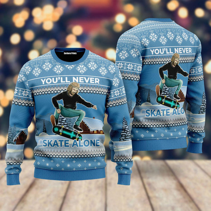 Funny Jesus Skateboarding Ugly Christmas Sweater | For Men & Women | UH1602-Gerbera Prints.