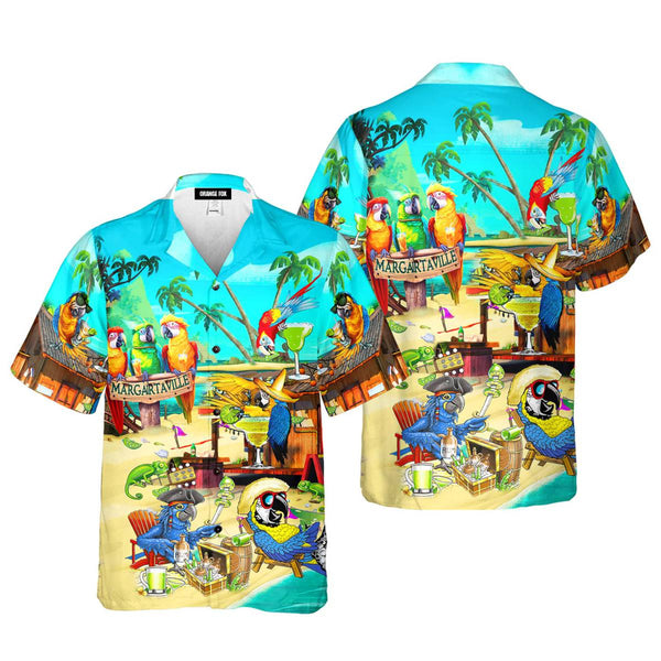 Funny Parrot In Summer Beach Party Cocktail Margaritaville Aloha Hawaiian Shirt For Men & Women