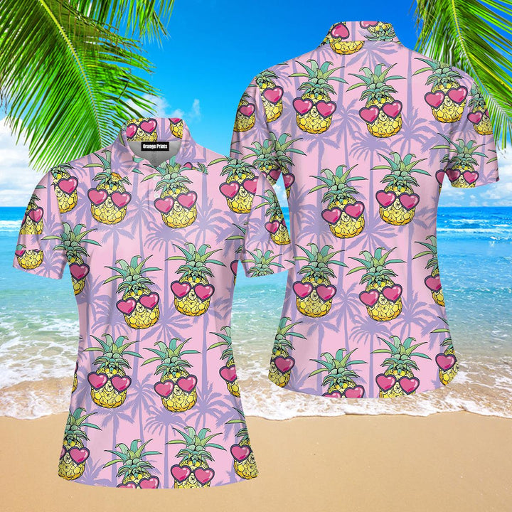 Funny Pineapple Tropical Polo Shirt For Women