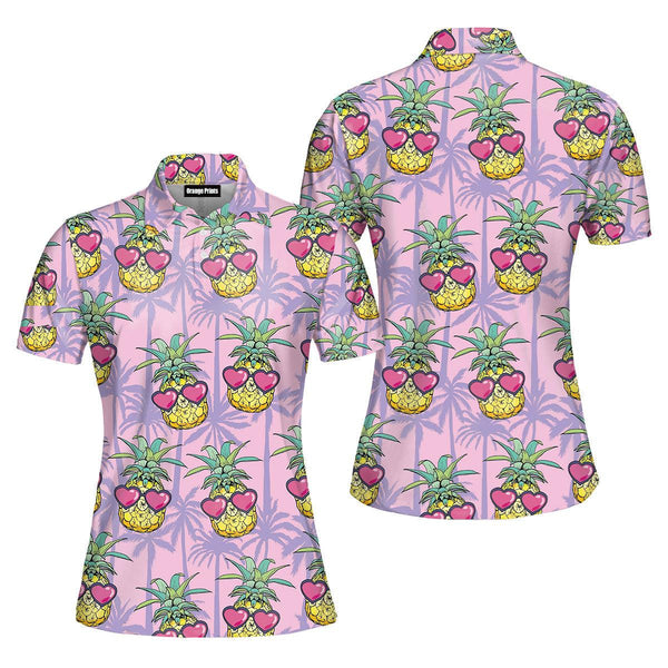 Funny Pineapple Tropical Polo Shirt For Women