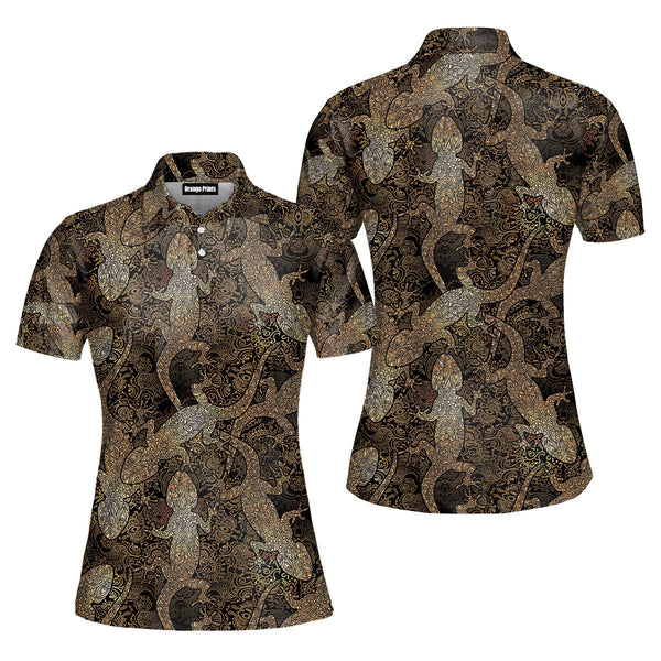 Gecko Lizards Mandala Polo Shirt For Women