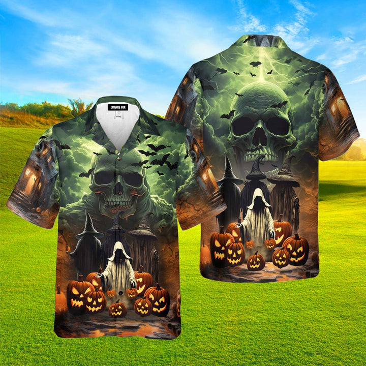 Ghouls Skull Pumpkin Halloween Hawaiian Shirt For Men & Women