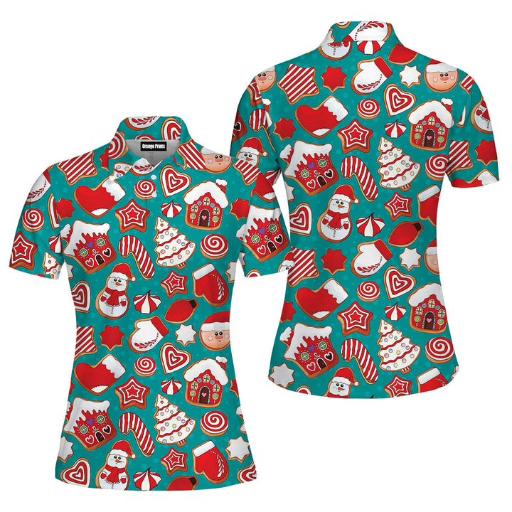 Gingerbread Cookies Christmas Sweets Polo Shirt For Women