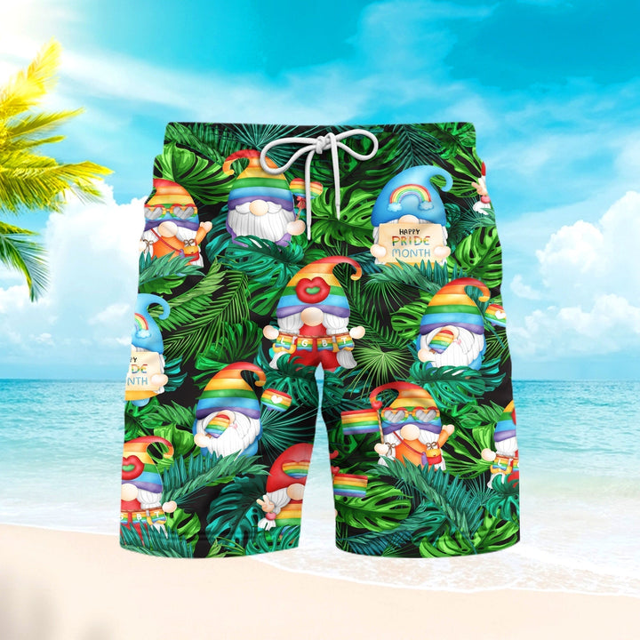 Gnomes LGBT Rainbow Friend Lovers Love Is Pride Beach Shorts For Men