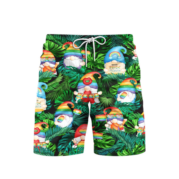 Gnomes LGBT Rainbow Friend Lovers Love Is Pride Beach Shorts For Men
