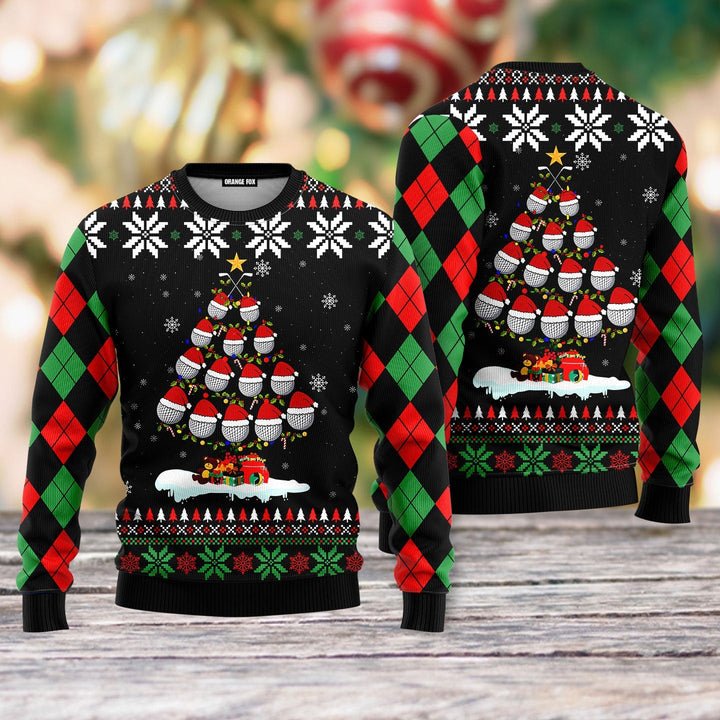 Golf Christmas Tree Snow Ugly Christmas Sweater For Men & Women