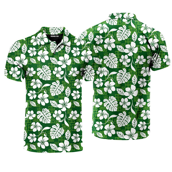 Green Seamless Aloha Polo Shirt For Men