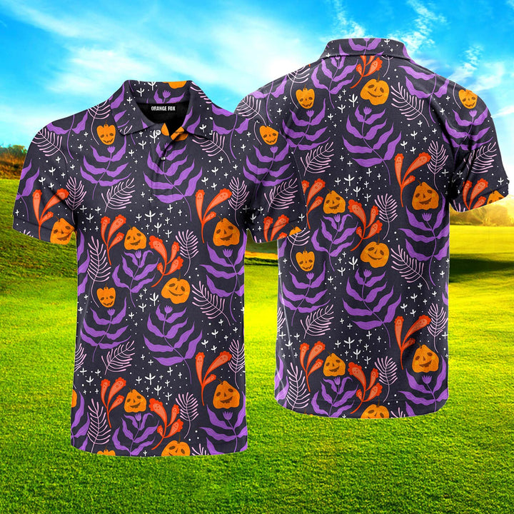 Halloween Pumkins Tropical Polo Shirt For Men