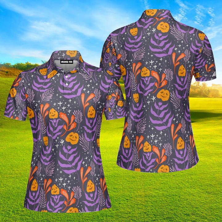 Halloween Pumkins Tropical Polo Shirt For Women