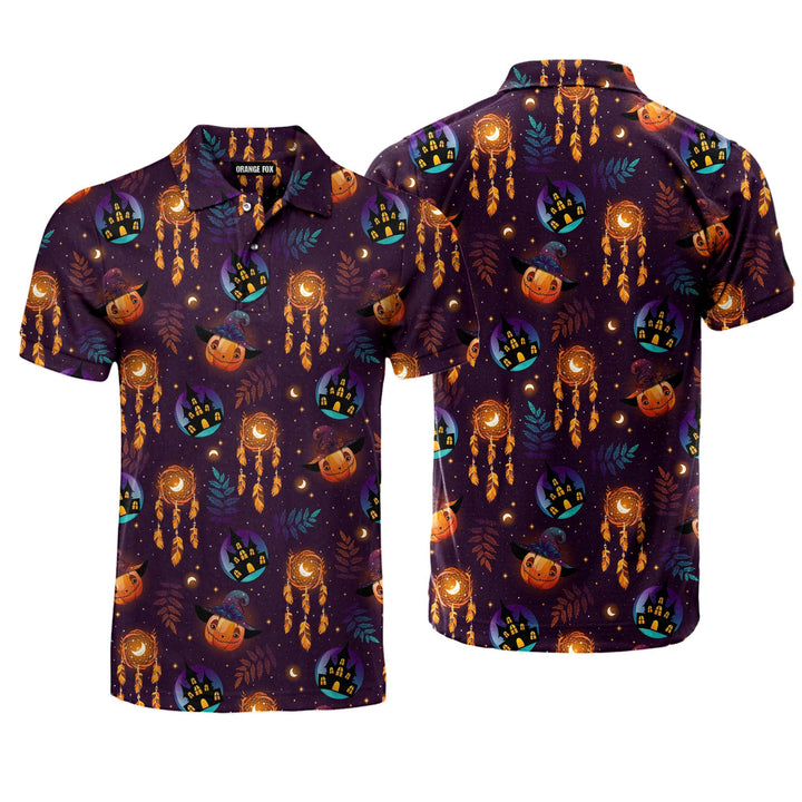 Halloween Pumpkin Violet Polo Shirt For Men