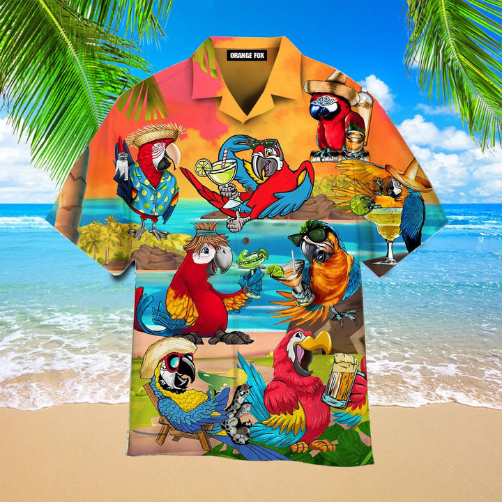 Happy Drinking Parrot Hawaiian Shirt For Men & Women