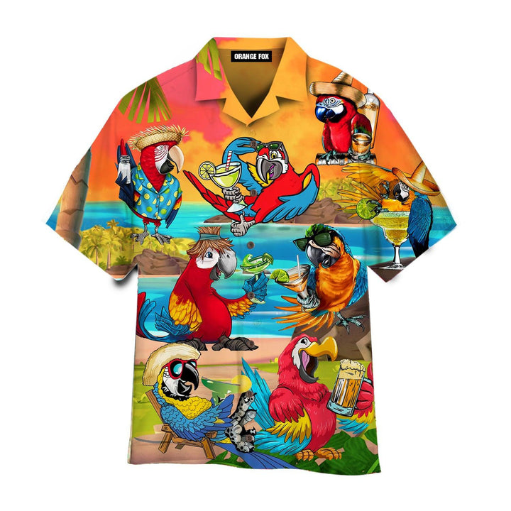 Happy Drinking Parrot Hawaiian Shirt For Men & Women