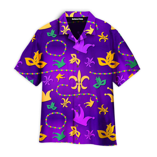Happy Mardi Gras Colorful Marks Purple Hawaiian Shirt For Men & Women