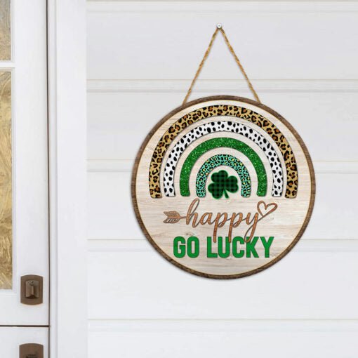 Happy St. Patrick’s Day Round Wood Sign | Home Decoration | Waterproof | WS1356-Gerbera Prints.