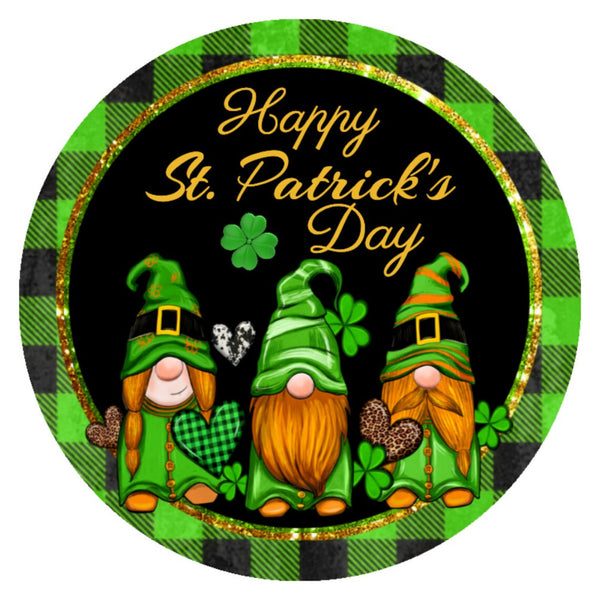 Happy St. Patrick’s Day Round Wood Sign | Home Decoration | Waterproof | WS1386-Colorful-Gerbera Prints.