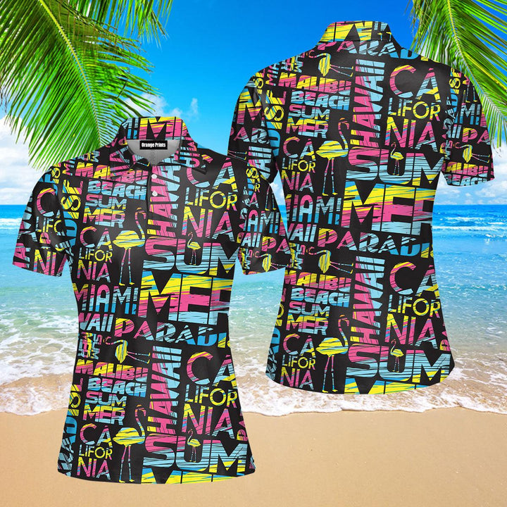 Hawaii Summer California Beach Polo Shirt For Women