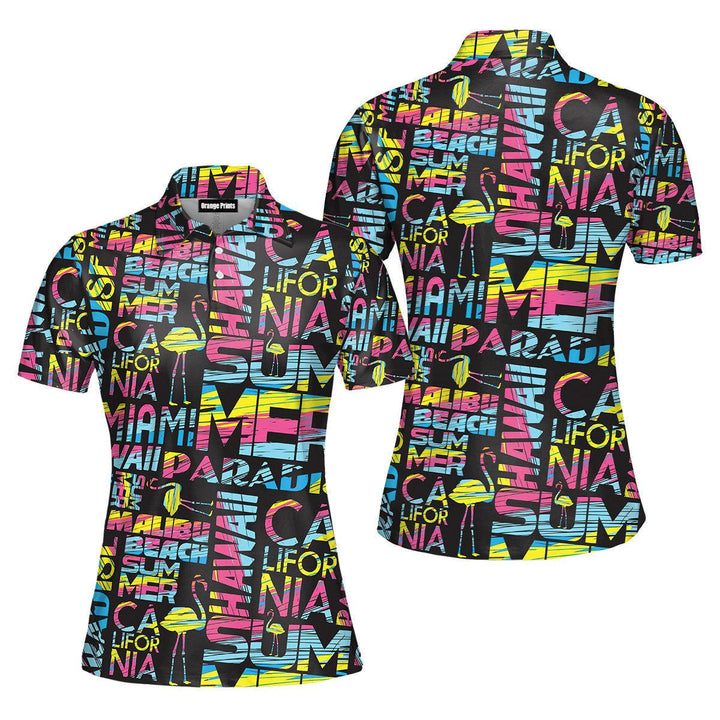 Hawaii Summer California Beach Polo Shirt For Women