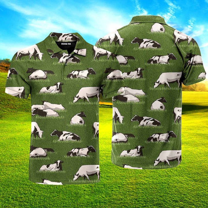 Herd Cows On The Meadow Polo Shirt For Men