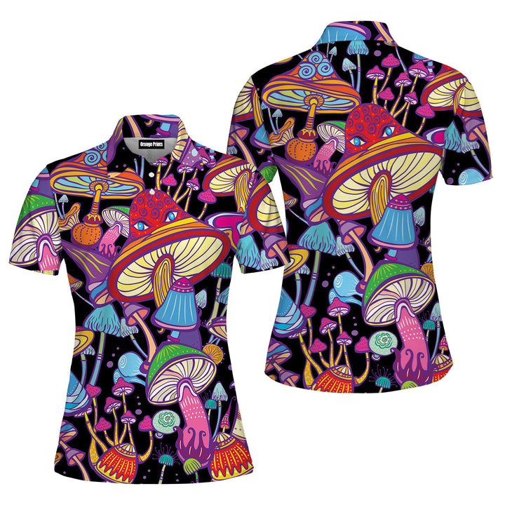 Hippie Mushroom Polo Shirt For Women