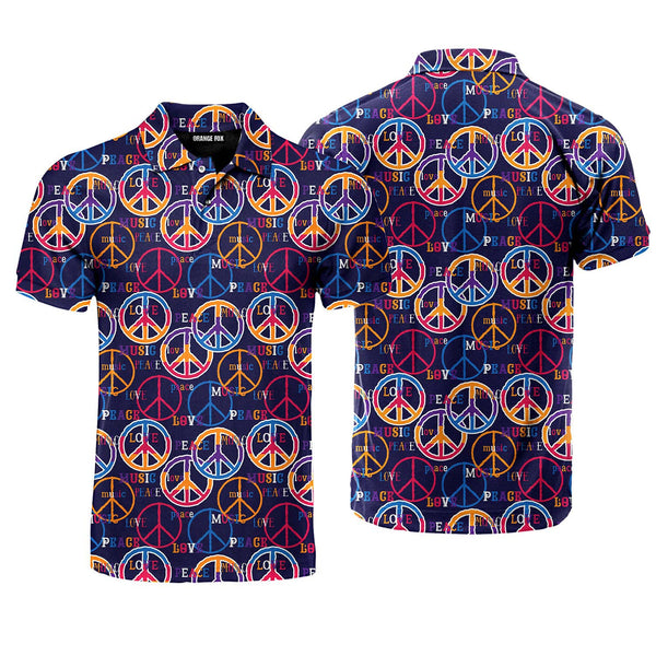 Hippie Peace Love Music Polo Shirt For Men