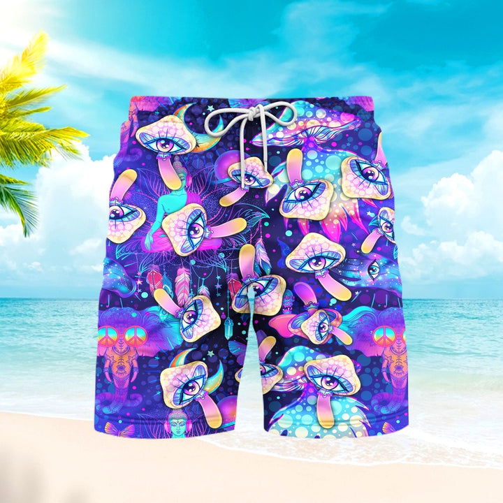Hippie Psychedelic Trippy Colorful Beach Shorts For Men