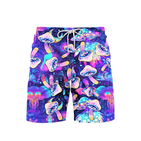 Hippie Psychedelic Trippy Colorful Beach Shorts For Men